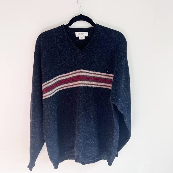 J. Crew Men's Vintage 100% Shetland Wool V Neck Sweater Size L  tourism.sg.gov.lk